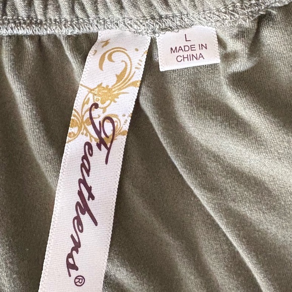 Feathers Off Shoulder Olive Green Dress - Picture 3 of 3